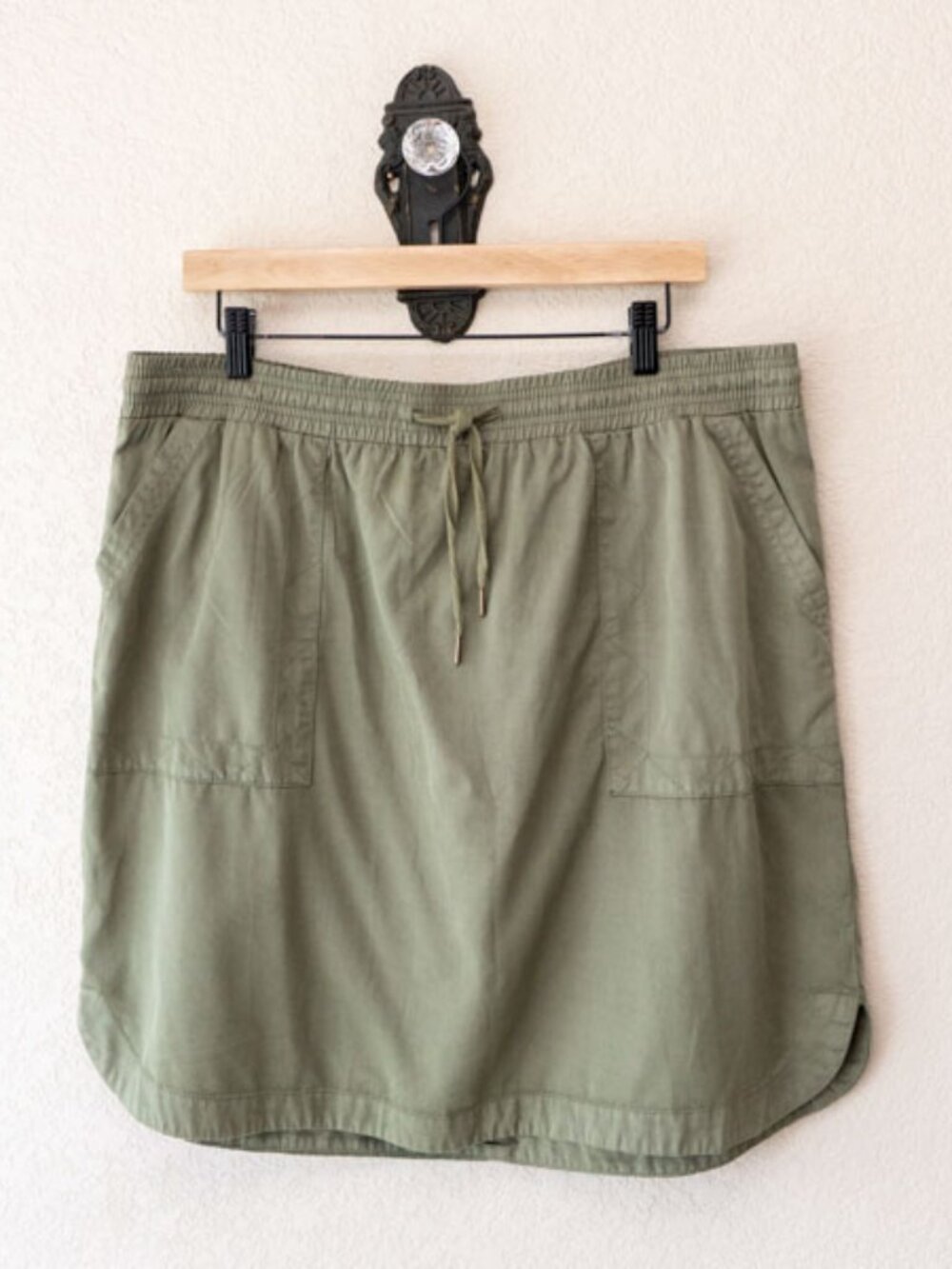 DIP Olive Green Skirt XL Lyocell Blend Elastic Waist Casual Utility Minimalist